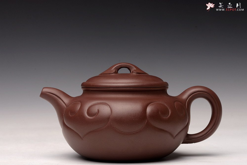 紫砂壶图片：顾小英丙申作品  优质老紫泥  仿古如意 大气稳重 - 美壶网