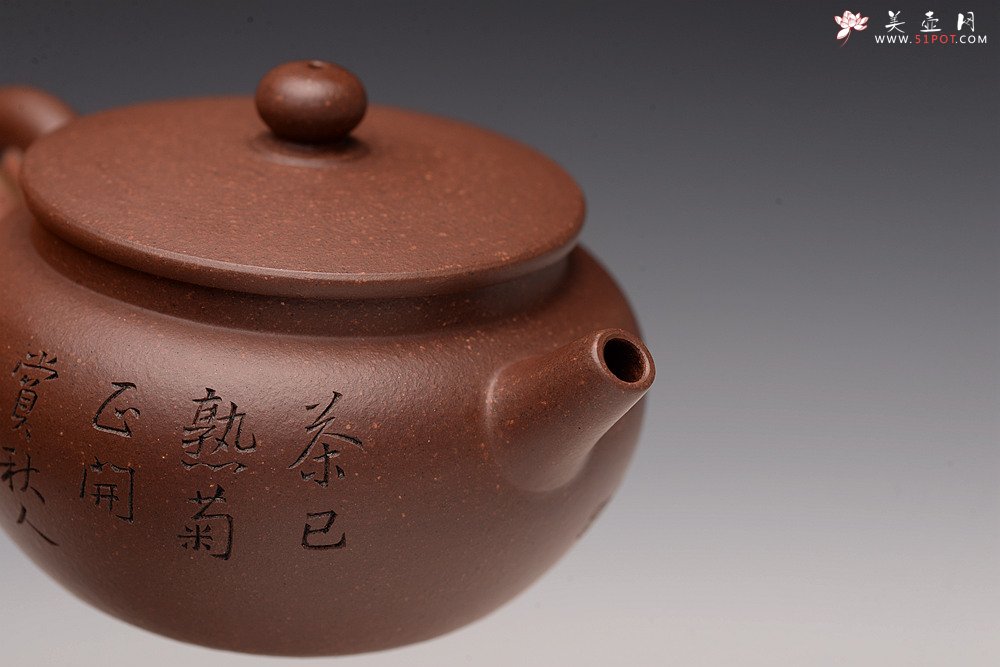 紫砂壶图片：张听刚精心装饰  刻绘精彩 大口实用 全手巨轮珠 摹曼生画 - 美壶网