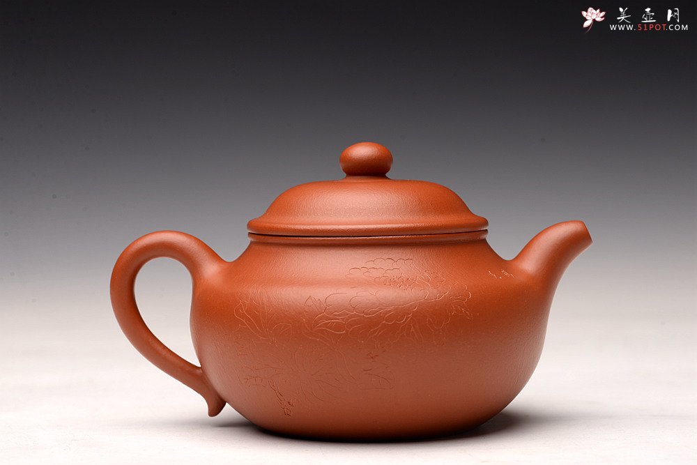 紫砂壶图片：敦厚耐品  大莲子 精品朱泥 传统实用器型 知秋双刀装饰 - 美壶网