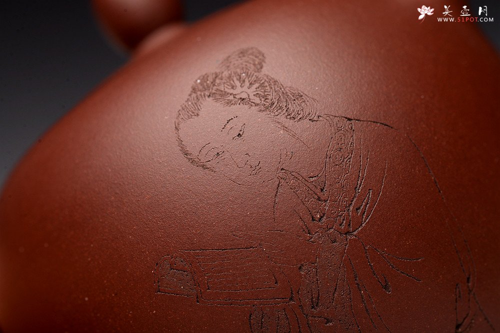 紫砂壶图片：饱满圆润 陈国良款式  一粒珠 游心堂主人装饰 - 美壶网