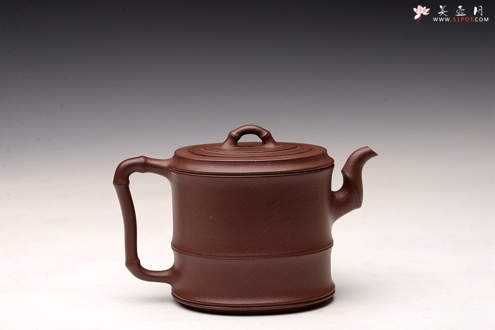 紫砂壶图片：储亚全手代表作 腰圆竹段 颇具难度  灵秀出尘 - 美壶网