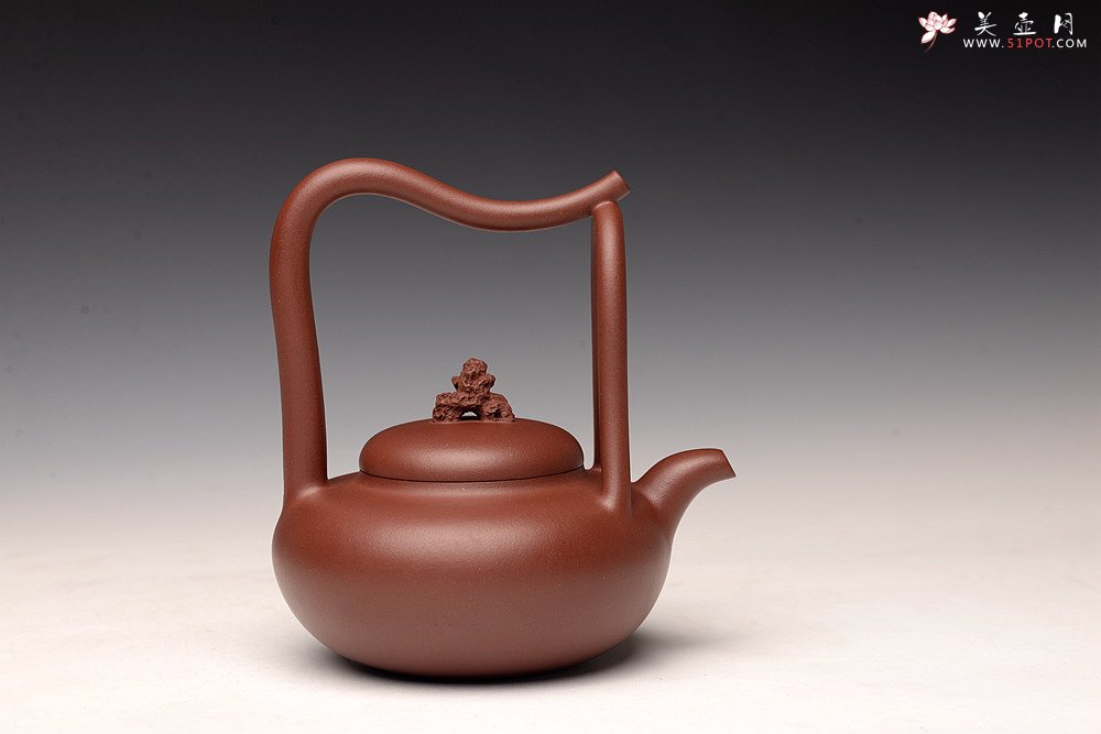 紫砂壶图片：储俊伟丙申夏全手精品 大气磅礴 四号井底槽青 摹古太湖石提梁 - 美壶网