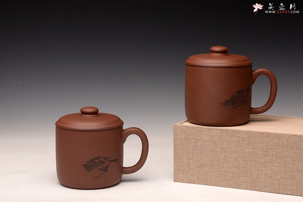 紫砂壶图片： 陆轶舟老师精刻 好料盖杯 精工  - 美壶网