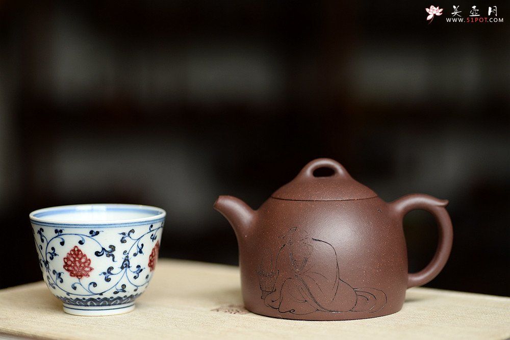 紫砂壶图片：文人作品 全手矮秦权 游心堂装饰  传统经典 - 美壶网