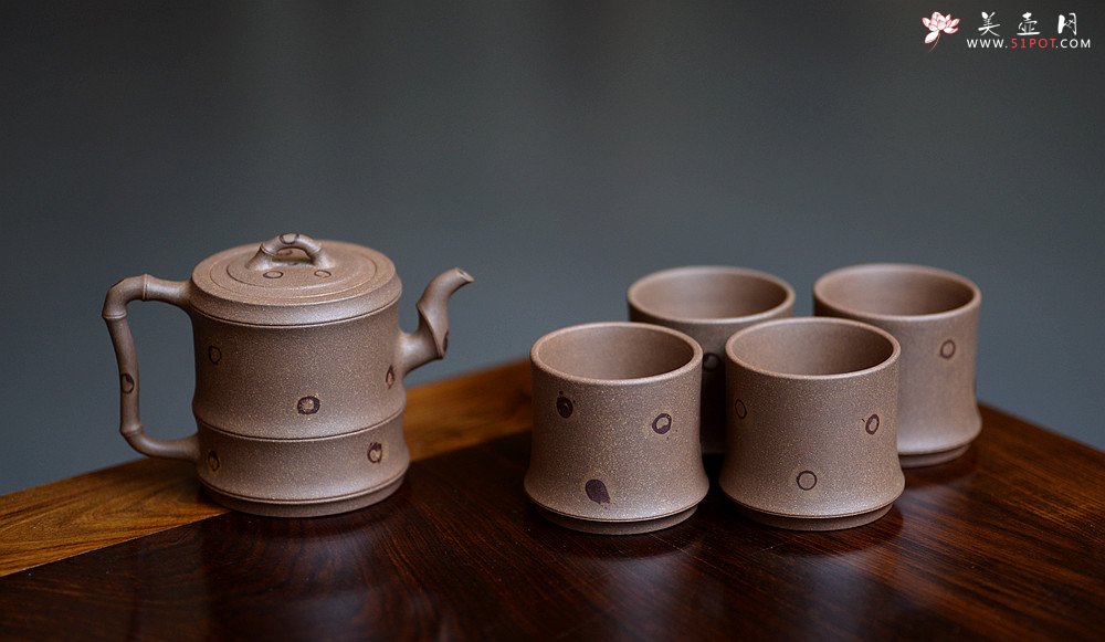 紫砂壶图片：储亚丙申夏全手新作 小秀竹套具 颇具难度 灵秀出尘 优质老段 - 美壶网