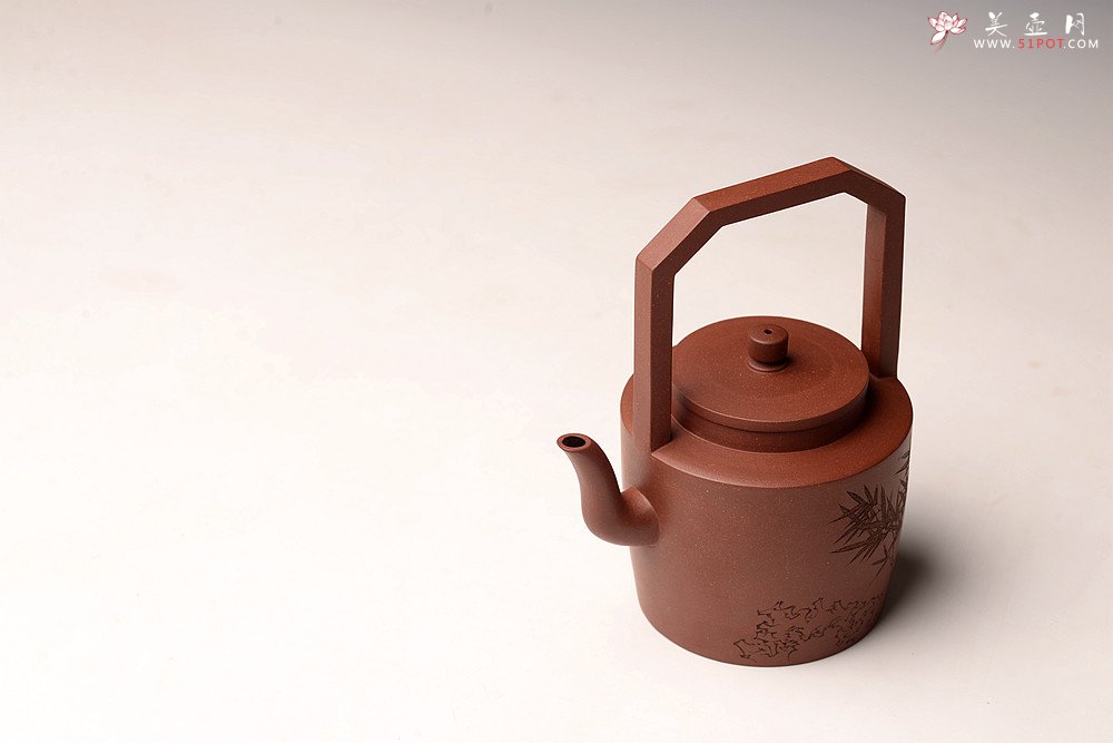 紫砂壶图片：詹黎明丙申秋全手新作 贤提 颇具难度 高路精刻 挺拔 - 美壶网