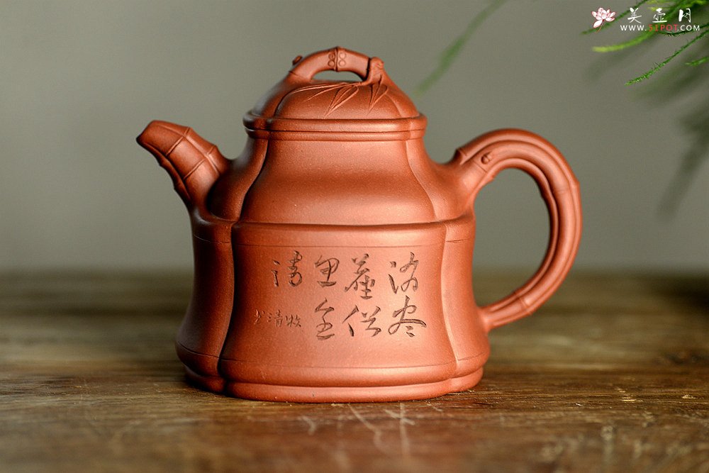 紫砂壶图片：朱牧清新作 豪放大气 不拘小节 大品竹鼎 - 美壶网