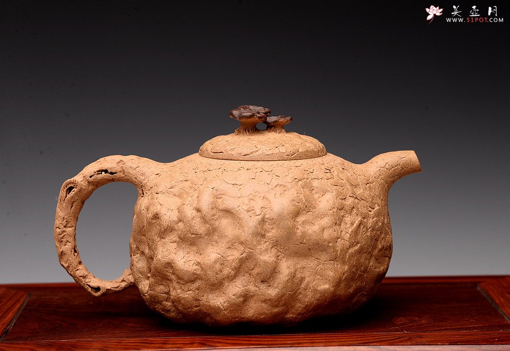 紫砂壶图片：肌理自然生动 全手薄胎灵芝龚春 古朴之味~~~沧桑质感 - 美壶网