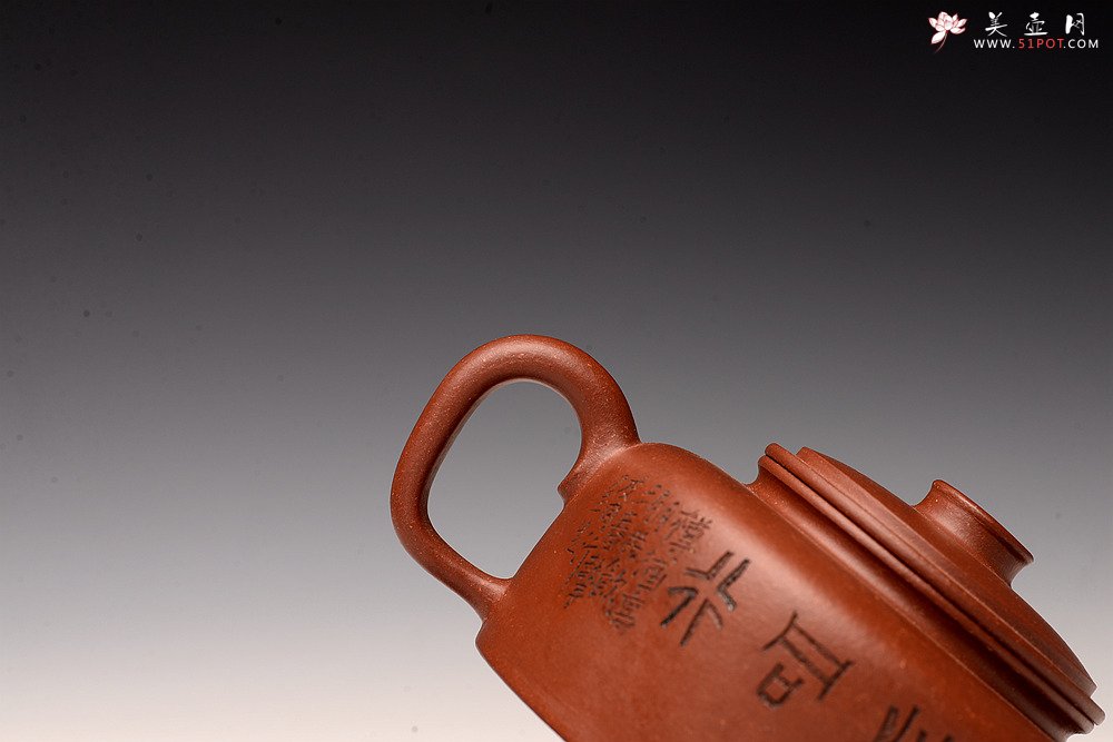 紫砂壶图片：美壶特惠 贾杰全手作品 文气涅盘 古朴大方 墨生装饰 - 美壶网