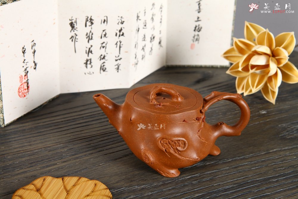 紫砂壶图片：单志萍经典代表作 丙申夏 全手精品花器 喜上眉梢 立体梅花 喜庆~ - 美壶网