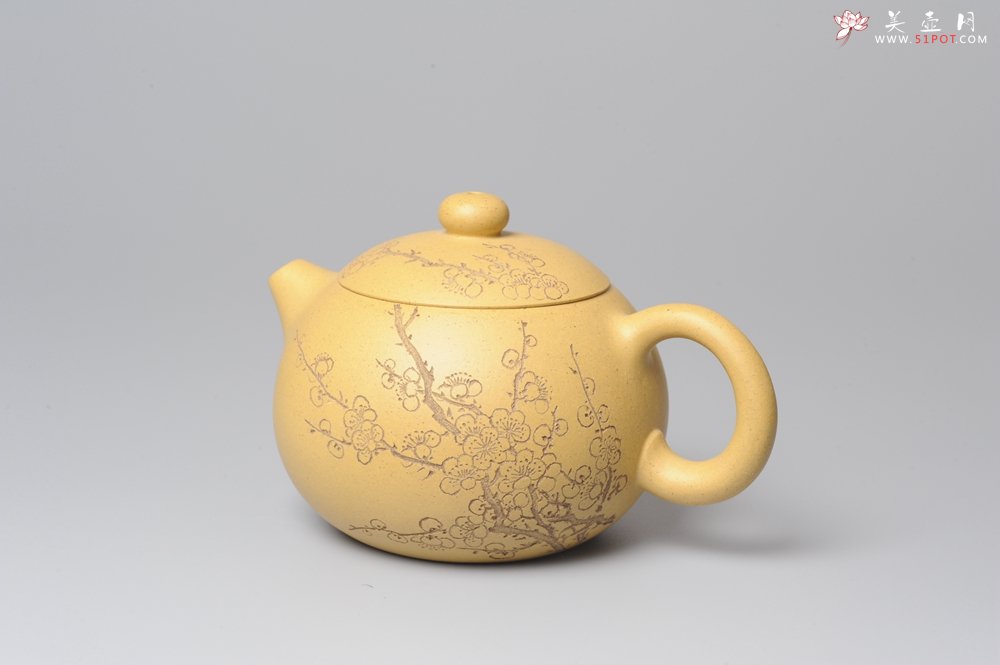 紫砂壶图片：助工袁德波精心装饰梅花 双助工联袂西施壶 - 美壶网