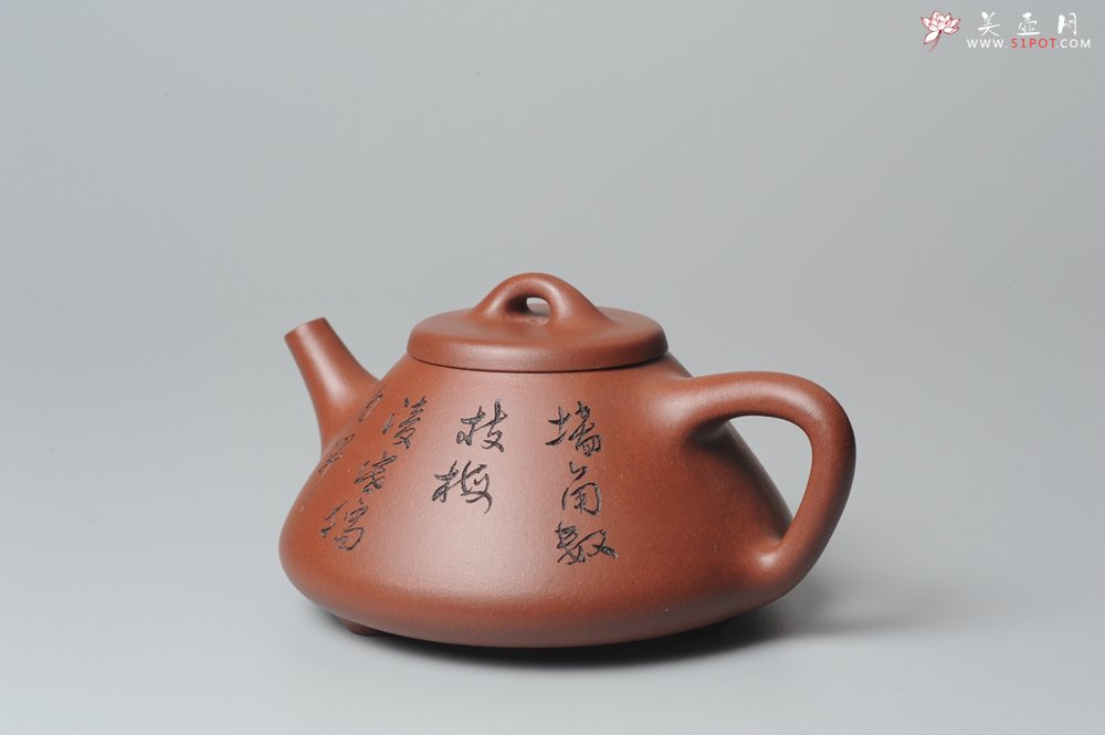 紫砂壶图片：袁冠定文气装饰 全手工子冶石瓢 - 美壶网