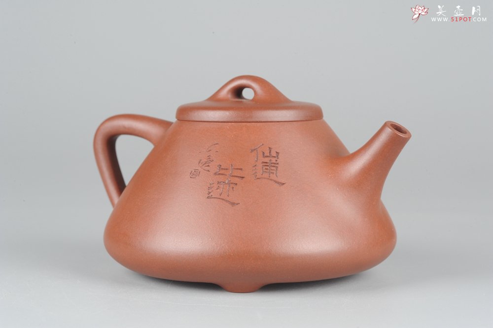 紫砂壶图片：骨肉匀挺 毛国强徒弟陆轶舟文气装饰 全手工子冶石瓢 - 美壶网