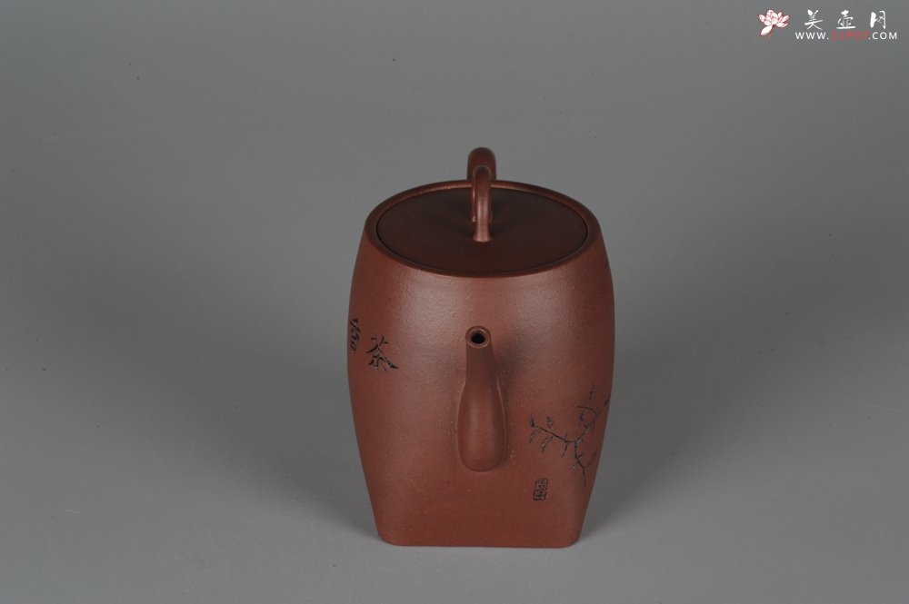 紫砂壶图片：全手工舍得套组 采用优质龙血砂泥料 助工袁德波精心装饰花鸟 - 美壶网