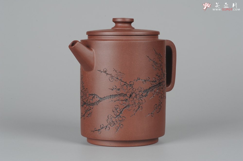 紫砂壶图片：助理美术师唐文全手作品 圆础 助理工艺美术师袁德波刻绘 - 美壶网