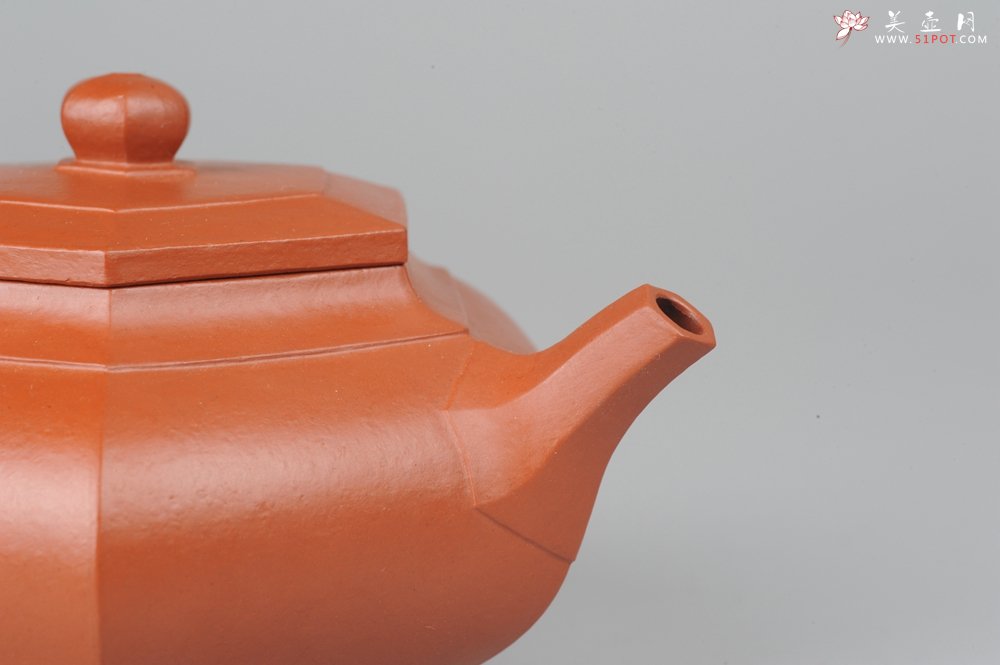 紫砂壶图片：非铁红色素泥 优质朱泥全手工大彬六方壶 端庄秀美 - 美壶网