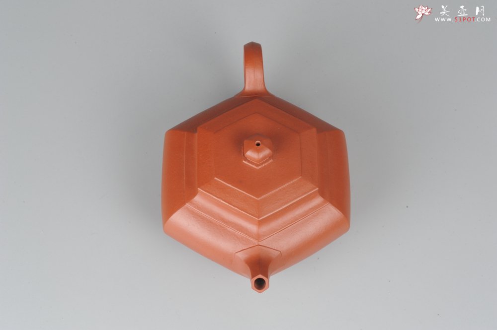 紫砂壶图片：非铁红色素泥 优质朱泥全手工大彬六方壶 端庄秀美 - 美壶网