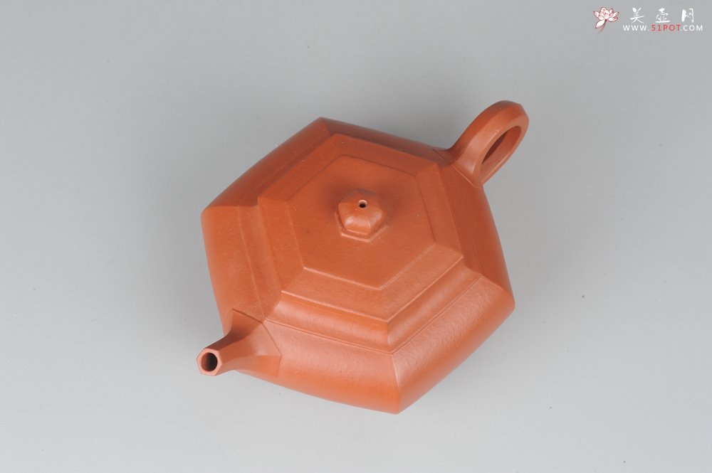 紫砂壶图片：非铁红色素泥 优质朱泥全手工大彬六方壶 端庄秀美 - 美壶网