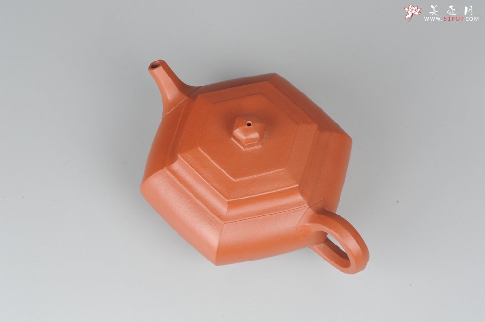 紫砂壶图片：非铁红色素泥 优质朱泥全手工大彬六方壶 端庄秀美 - 美壶网