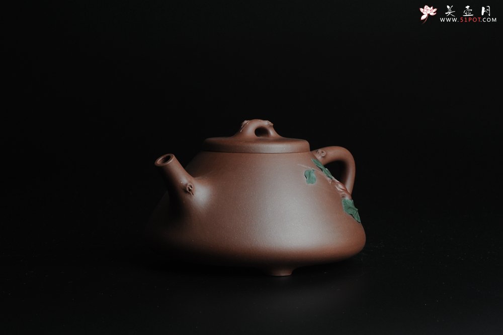 紫砂壶图片：难得老拼紫 全手春华秋实-子冶石瓢 逼真生动 - 美壶网