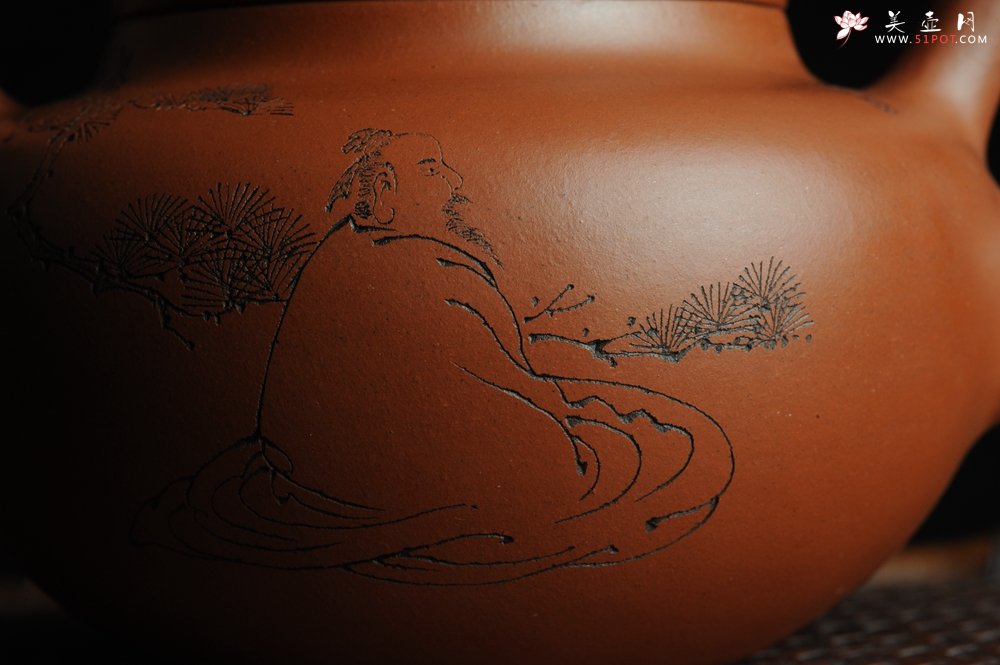 紫砂壶图片：全手工精品小红泥也是朱泥旭茂提梁 文气十足 - 美壶网