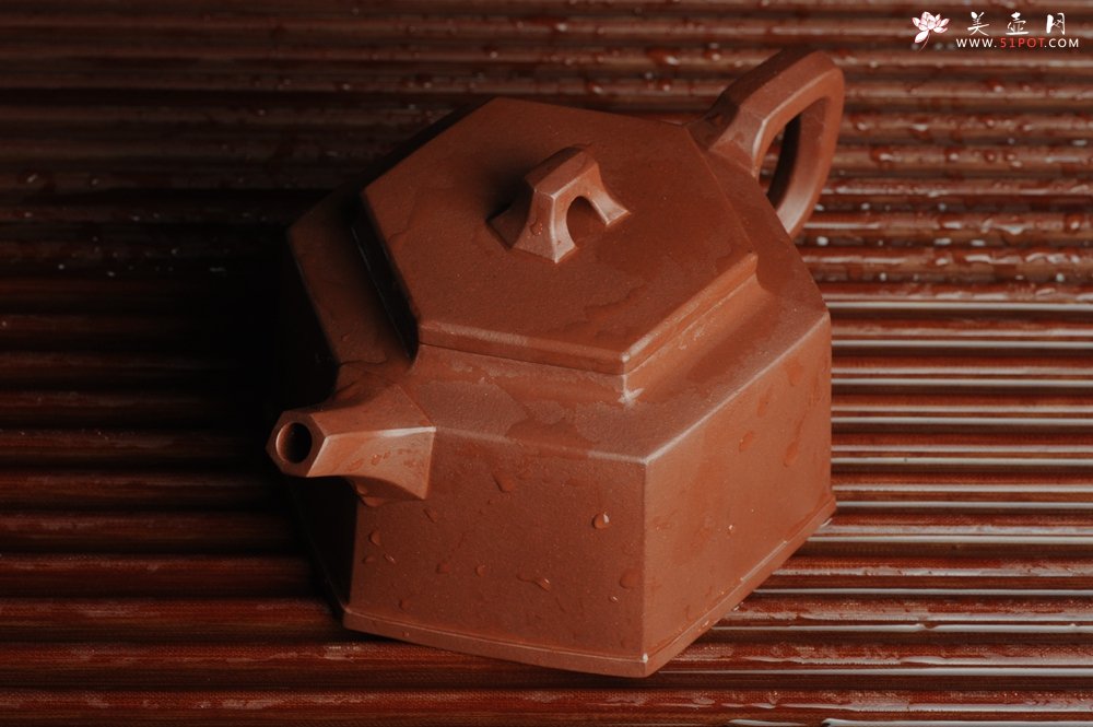 紫砂壶图片：美壶特惠 优质底曹青全手工六方井栏 - 美壶网
