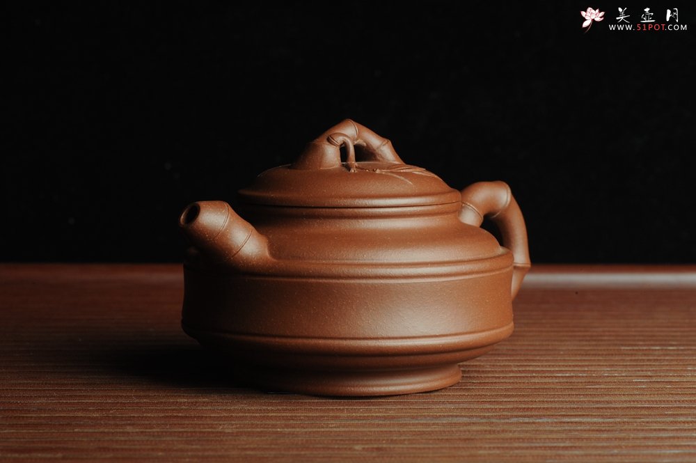 紫砂壶图片：美壶特惠 优质紫泥双线竹鼓 - 美壶网