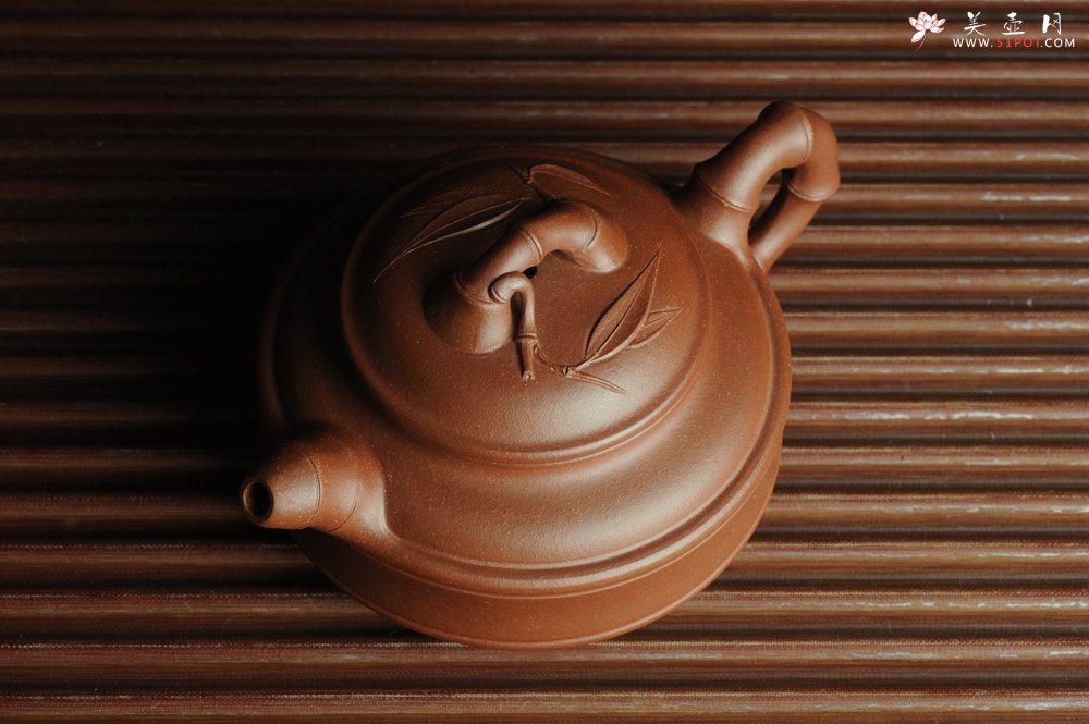 紫砂壶图片：美壶特惠 优质紫泥双线竹鼓 - 美壶网