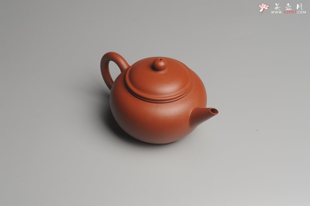 紫砂壶图片：小煤窑朱泥 全手工水平壶 端庄秀雅 - 美壶网