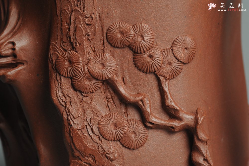 紫砂壶图片：实力派全手工松桩 气质非凡 肌理自然生动 适合收藏 - 美壶网