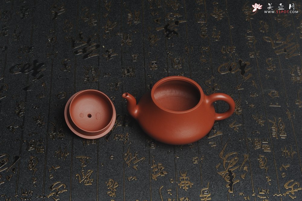 紫砂壶图片：超好小煤窑朱泥 全手工汉棠石瓢壶 端庄秀雅 - 美壶网