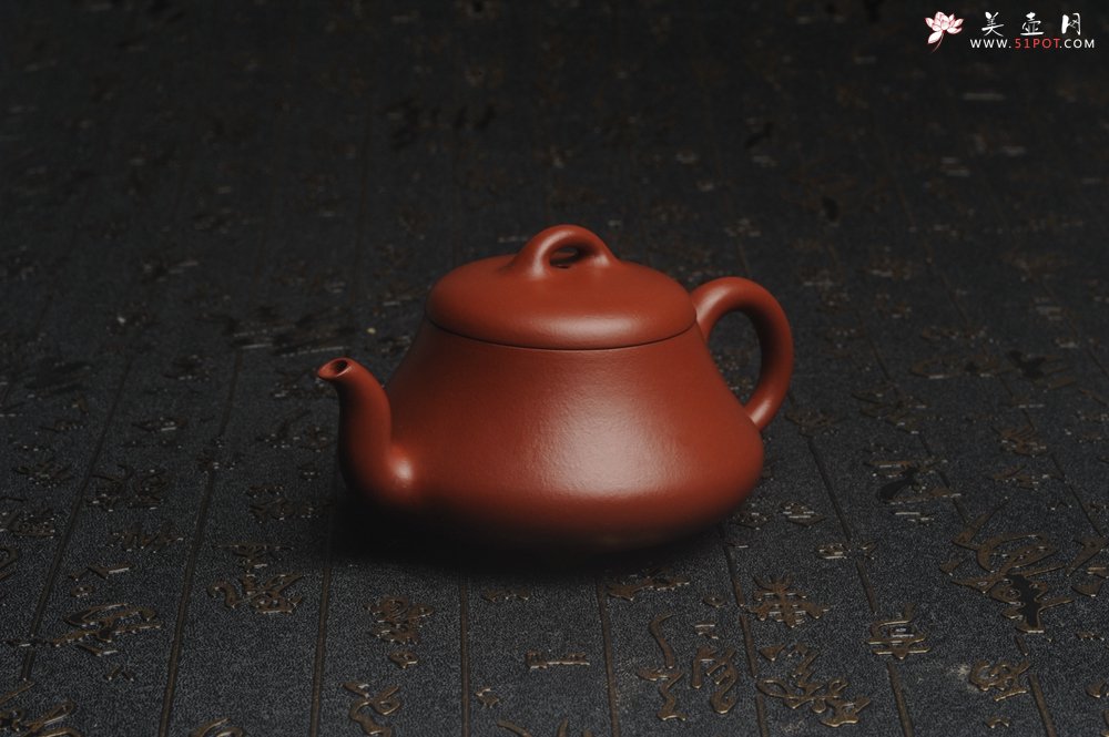 紫砂壶图片：超好小煤窑朱泥 全手工汉棠石瓢壶 端庄秀雅 - 美壶网