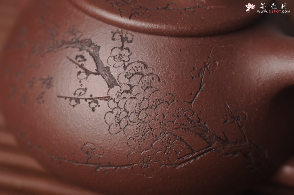 紫砂壶图片：美壶国庆特惠 工料俱佳满瓢（霸王石瓢）装饰通转梅花 特文气 - 美壶网