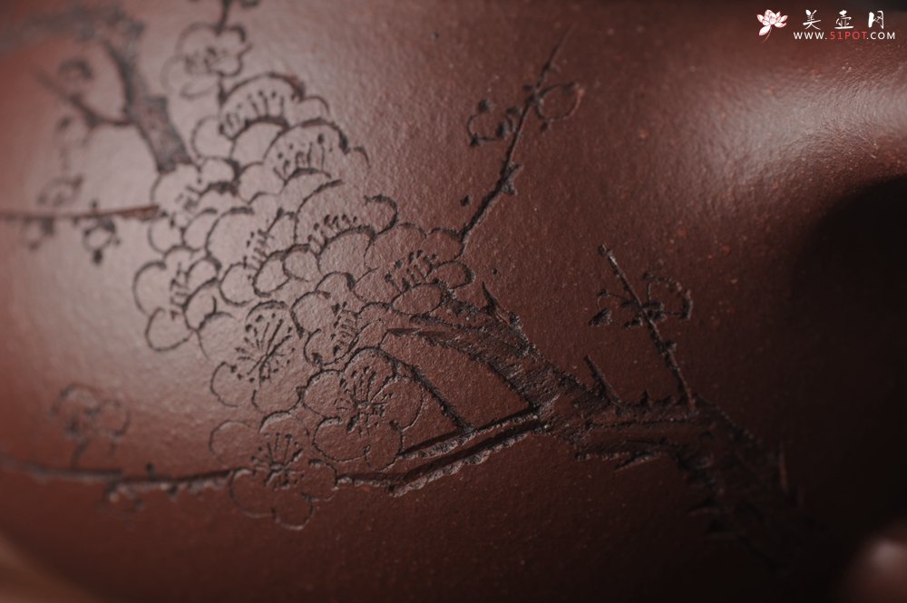 紫砂壶图片：美壶国庆特惠 工料俱佳满瓢（霸王石瓢）装饰通转梅花 特文气 - 美壶网