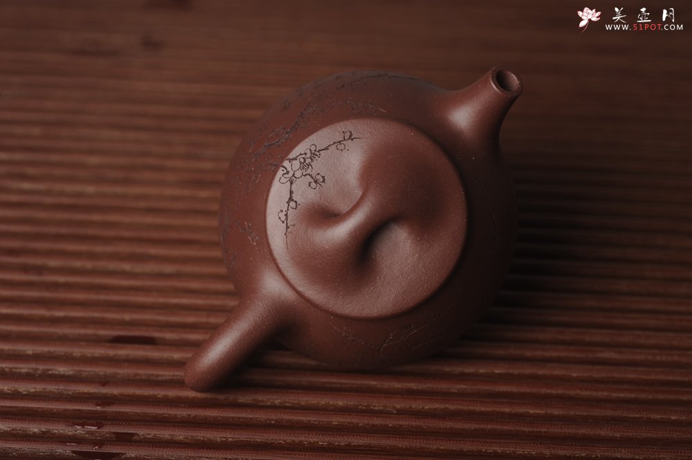 紫砂壶图片：美壶国庆特惠 工料俱佳满瓢（霸王石瓢）装饰通转梅花 特文气 - 美壶网