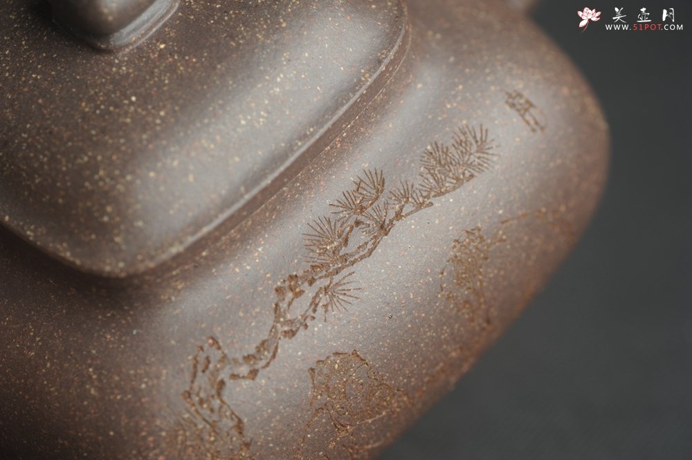 紫砂壶图片：实力派张海艳全手工特好老青灰段泥传炉壶 装饰人物 饮者寿 特文气 - 美壶网