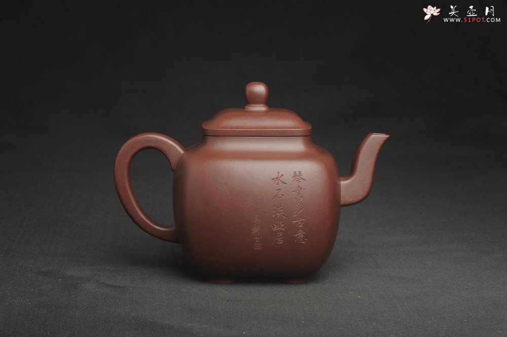 紫砂壶图片：实力派张海艳全手工油润底曹青重器鸣远四方 气势磅礴 用心之作 装饰人物特文气 - 美壶网