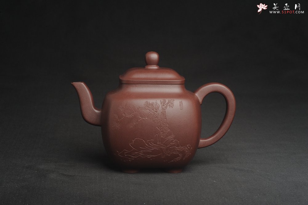 紫砂壶图片：实力派张海艳全手工油润底曹青重器鸣远四方 气势磅礴 用心之作 装饰人物特文气 - 美壶网