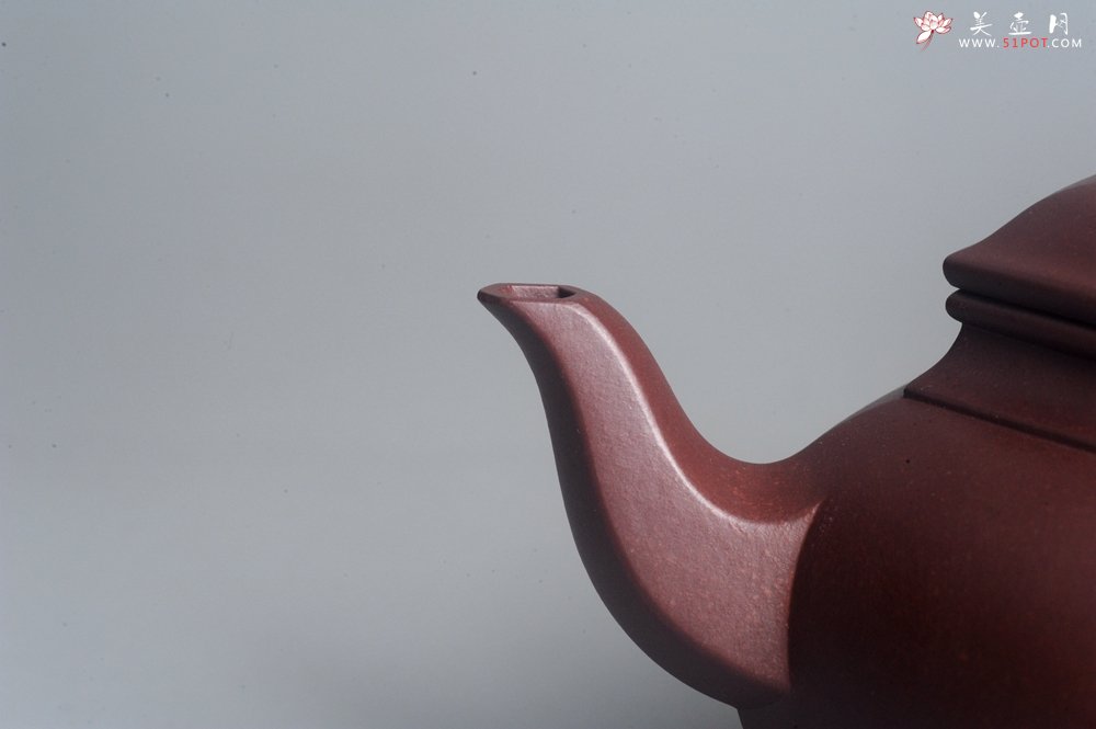 紫砂壶图片：实力派张海艳全手工纯色底曹青六方笑樱壶 做工灰常精致 气韵流畅 - 美壶网