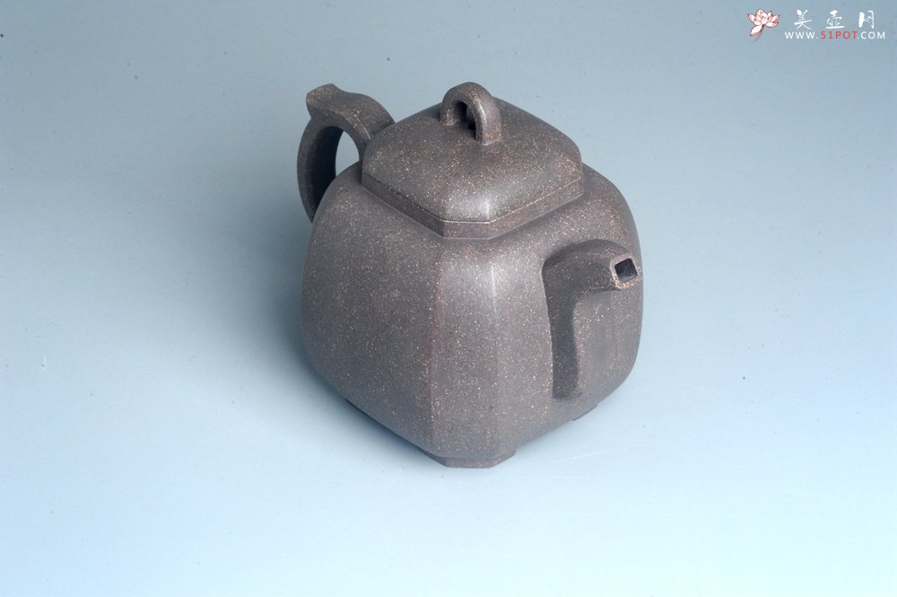 紫砂壶图片：实力派张海艳全手工家藏老青灰段泥精工福临八方壶 气势磅礴 - 美壶网