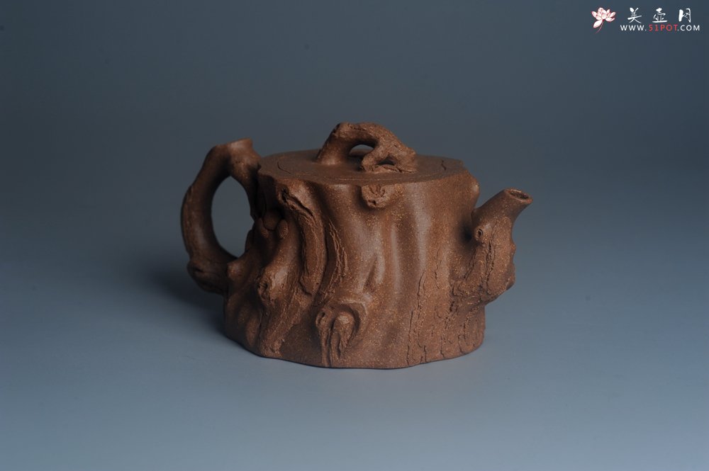 紫砂壶图片：潜力股唐老师 全手工精致老段松桩壶 肌理丰富生动 期待与您结缘 - 美壶网