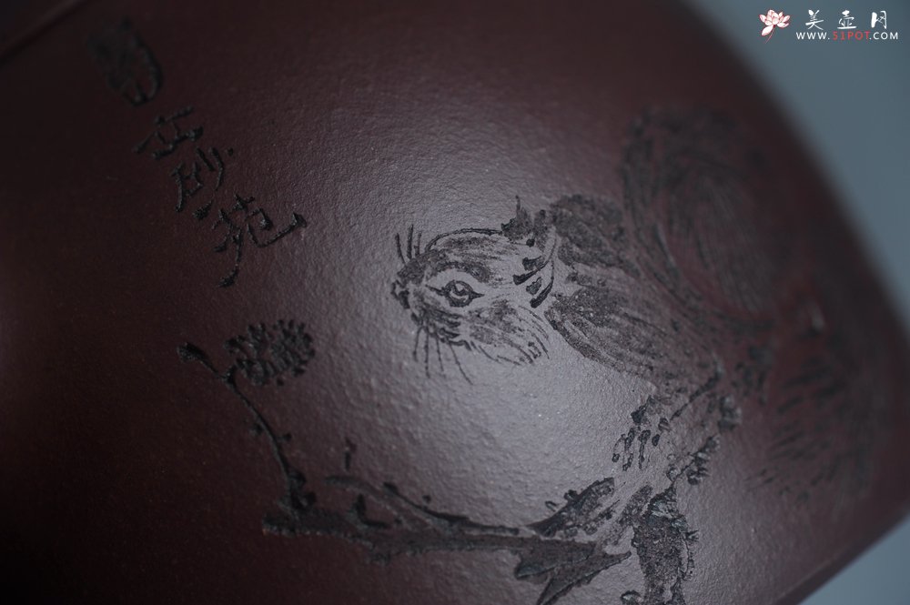 紫砂壶图片：实力派工艺师文砂苑堂主周斌 优质底槽青全手工精工秦权壶 秋果飘香庆丰收 满月增辉逢双喜 - 美壶网