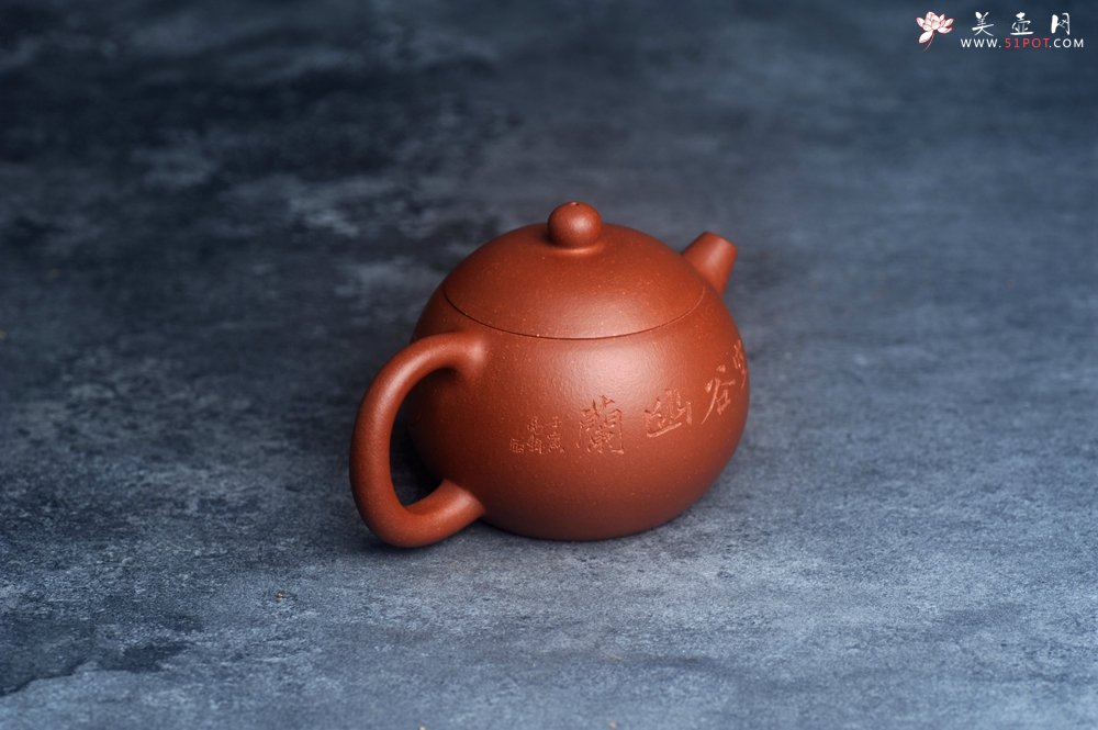 紫砂壶图片：美壶特惠 全手工优质红降坡泥西施壶 助工杨志超装饰兰花特文气 - 美壶网