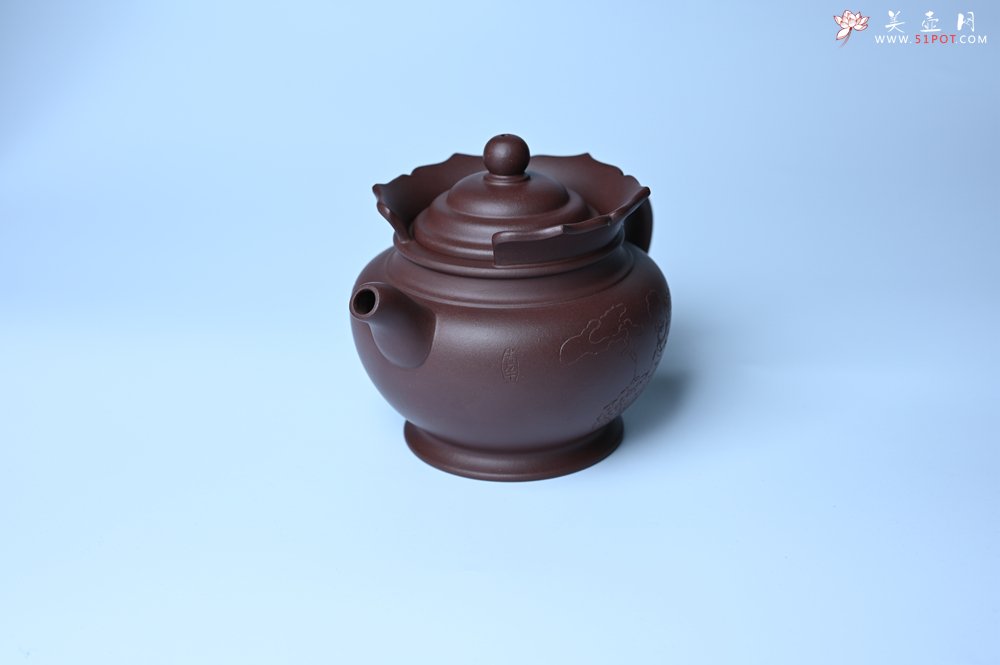 紫砂壶图片：实力派工艺师周斌 老紫泥精工僧帽壶 - 美壶网