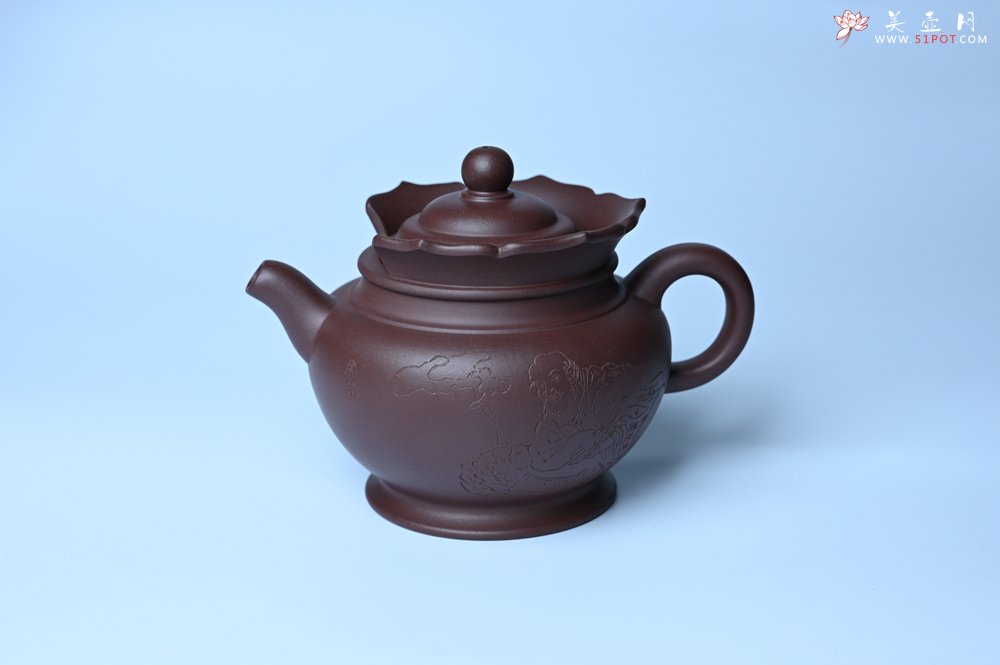 紫砂壶图片：实力派工艺师周斌 老紫泥精工僧帽壶 - 美壶网