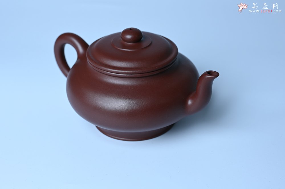 紫砂壶图片：油润黄龙山4号深井红皮龙 全手工摹顾景舟高虚扁 做工特好 - 美壶网