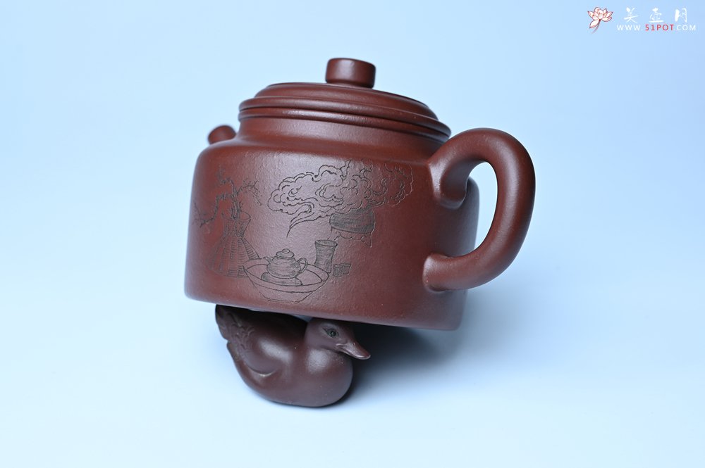 紫砂壶图片：油润黄龙山4号深井红皮龙 全手工德中壶 做工特好 装饰清供图 特文气 - 美壶网