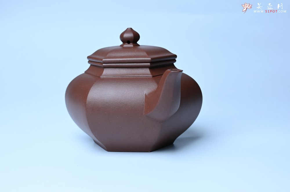 紫砂壶图片：实力派张海艳全手工六方笑樱壶 做工灰常精致 气韵流畅 - 美壶网