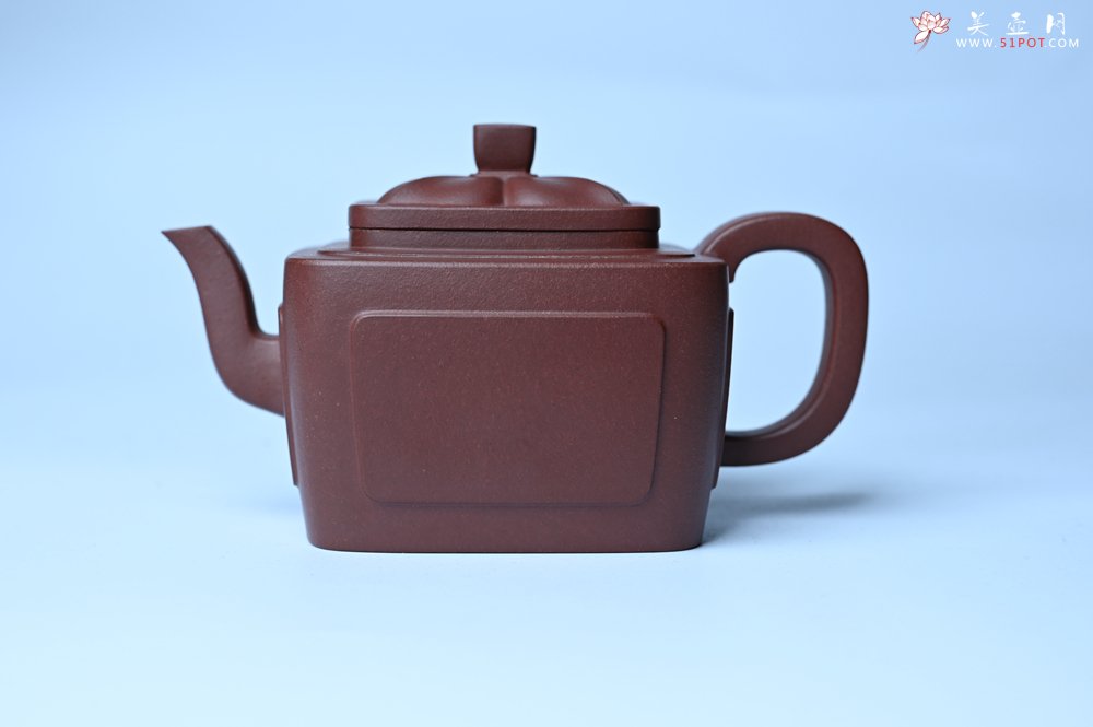 紫砂壶图片：美壶特惠 全手工优质紫红泥精致四方菱花壶 特文气 - 美壶网