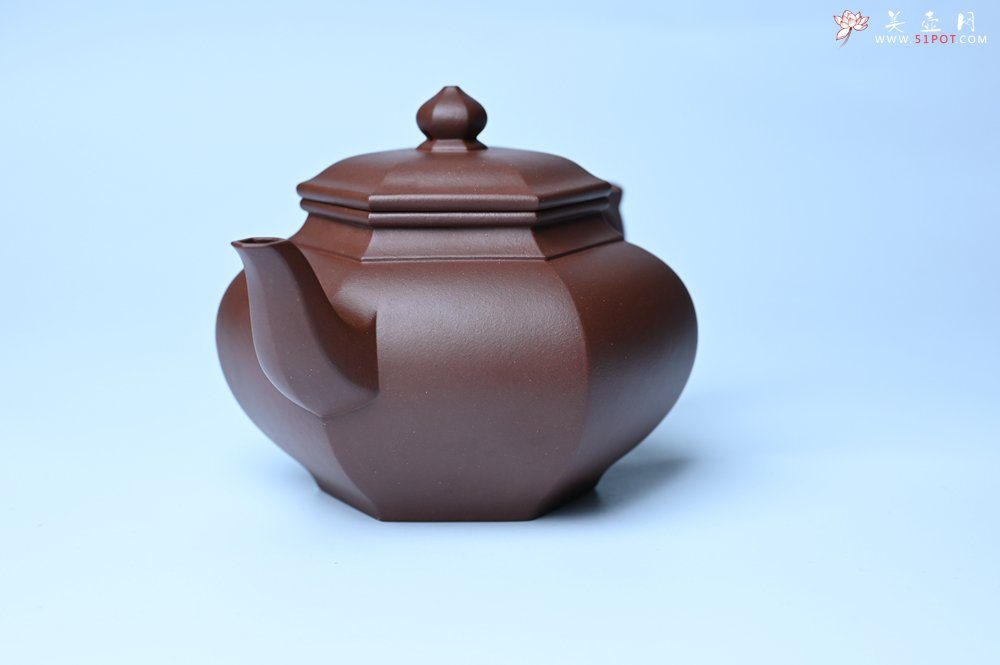 紫砂壶图片：实力派张海艳全手工六方笑樱壶 做工灰常精致 气韵流畅 - 美壶网